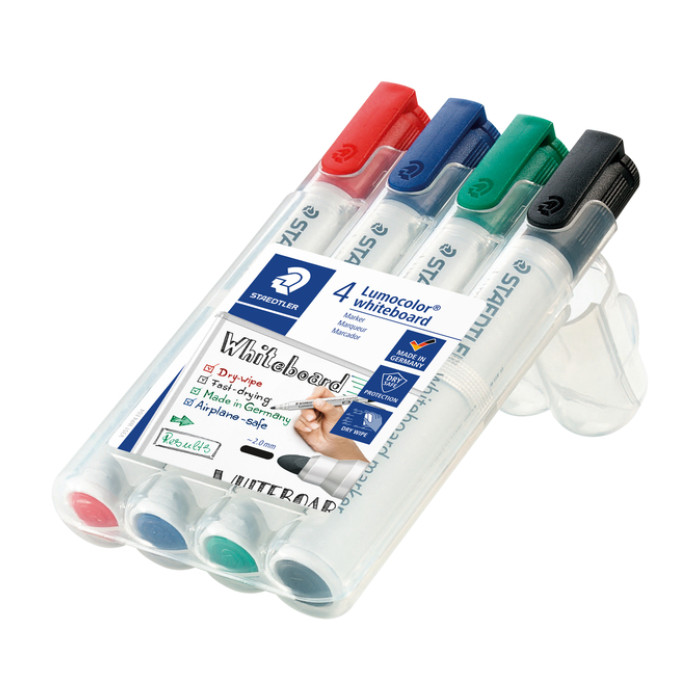 Whiteboardmarker Staedtler Lumocolor 351 standaard assorti 4 stuks