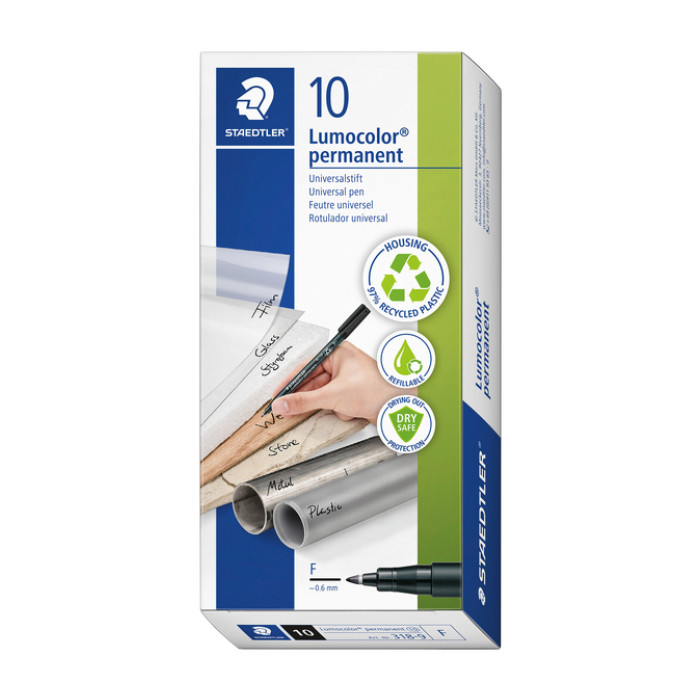 Viltstift Staedtler Lumocolor 318 permanent F zwart
