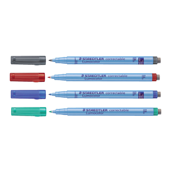 Viltstift Staedtler Lumocolor 305 non permanent correctable F blauw