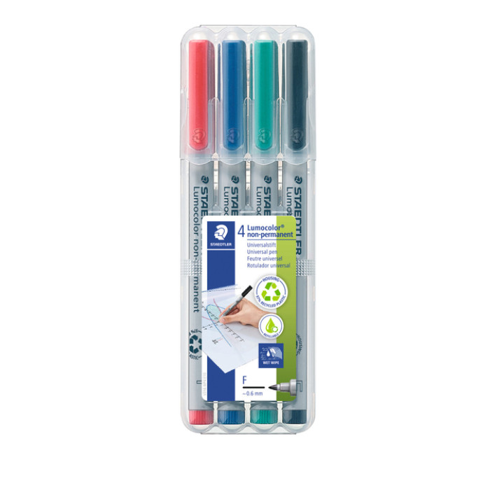 Viltstift Staedtler Lumocolor 316 non permanent F assorti 4 stuks
