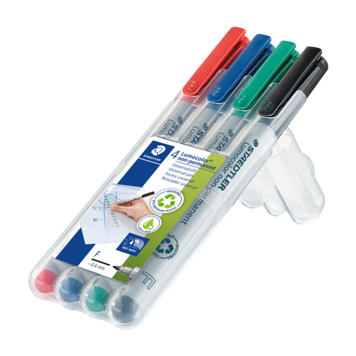 Viltstift Staedtler Lumocolor 316 non permanent F assorti 4 stuks