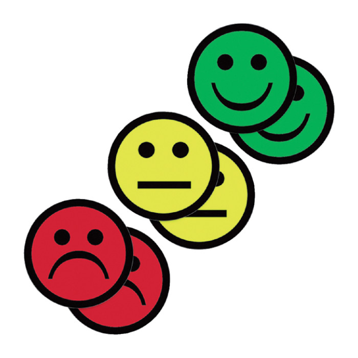 Magneet smiley 25mm emotie neutraal geel 5 stuks