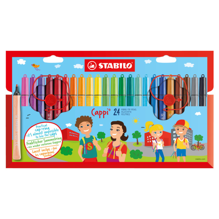 Viltstift STABILO Cappi 168/24 medium assorti etui à 24 stuks