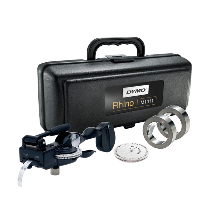 Lettertang Dymo Rhino M1011 embossing industrieel zwart in koffer