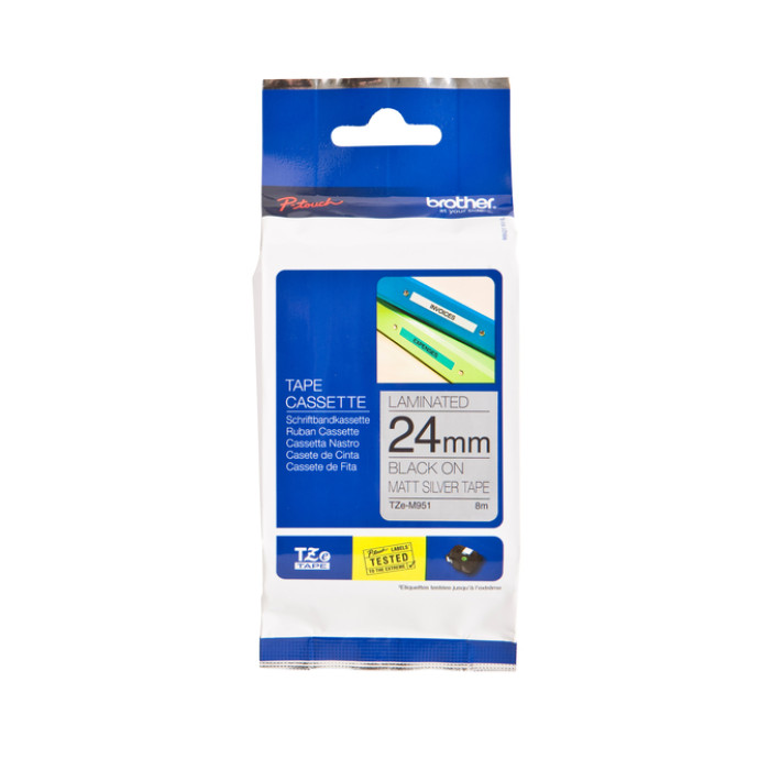 Labeltape Brother P-touch TZe-M951 metallic 24mm zwart op zilver