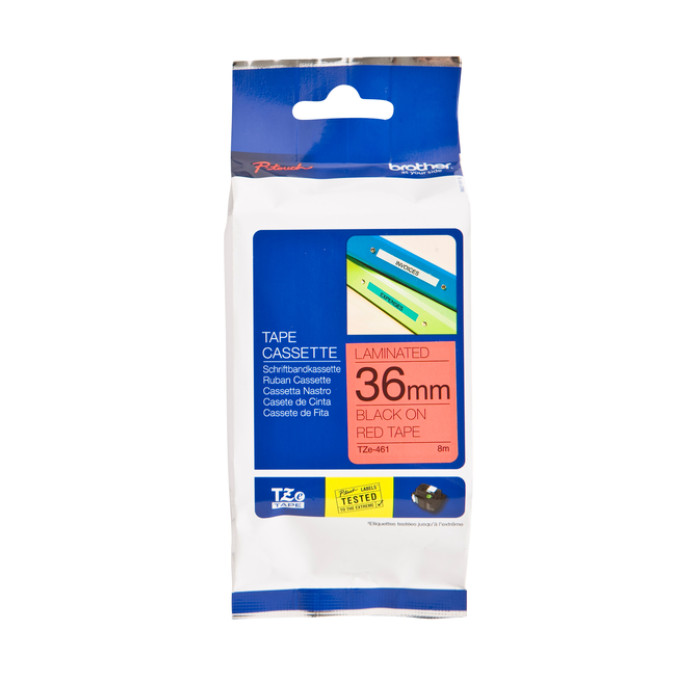 Labeltape Brother P-touch TZe-461 standaard 36mm zwart op rood