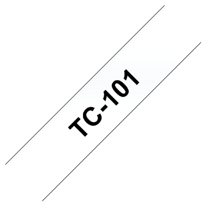Labeltape Brother P-touch TC-101 standaard 12mm zwart op transparant