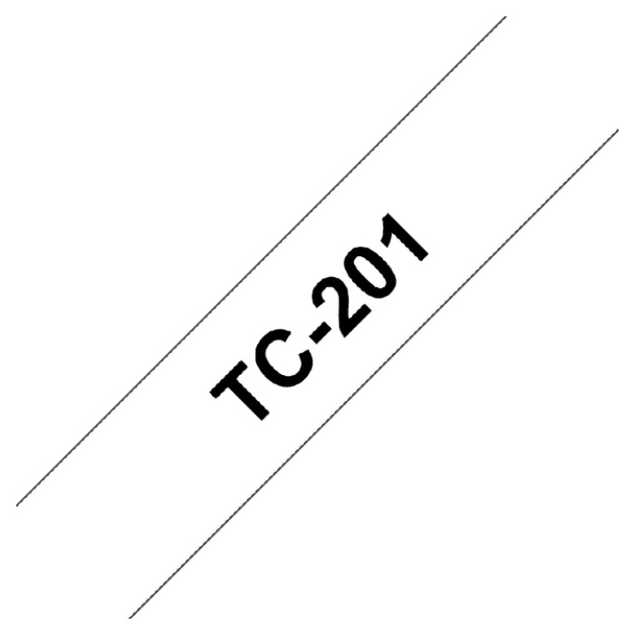 Labeltape Brother P-touch TC-201 standaard 12mm zwart op wit