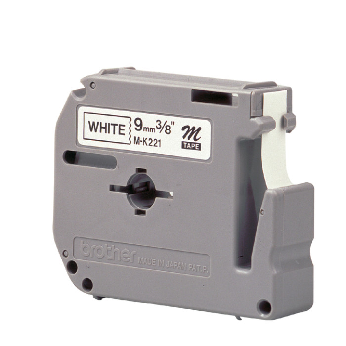 Labeltape Brother P-touch M-K221BZ ongelamineerd 9mm zwart op wit