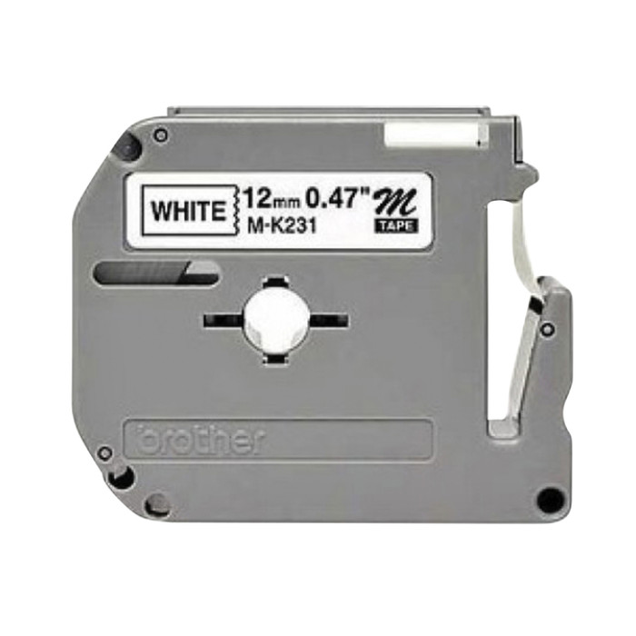 Labeltape Brother P-touch M-K231 ongelamineerd 12mm zwart op wit