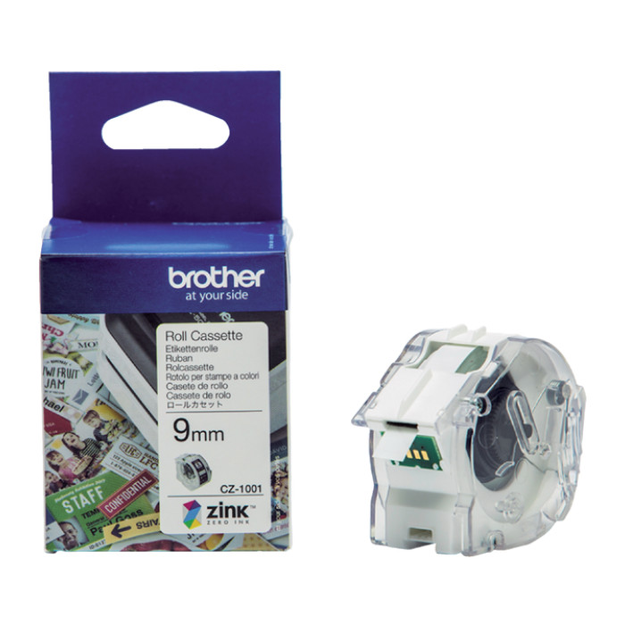 Etiket Brother CZ-1001 multifunctioneel 9mm 1 rol á 5m wit