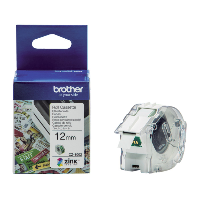 Etiket Brother CZ-1002 multifunctioneel 12mm 1 rol á 5m wit