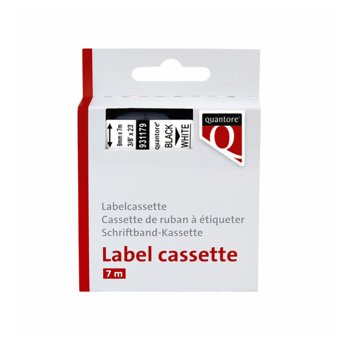 Labeltape Quantore 40913 9mmx7m zwart op wit