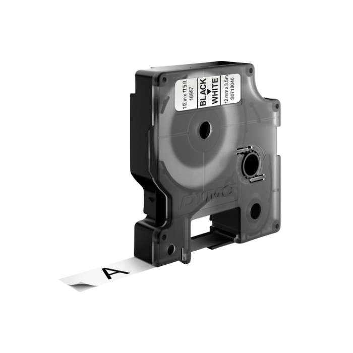 Labeltape Dymo LabelManager D1 nylon 12mm zwart op wit