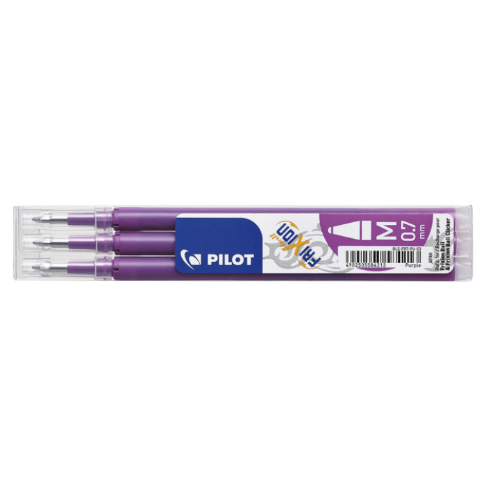 Rollerpenvulling Pilot friXion medium paars set à 3 stuks