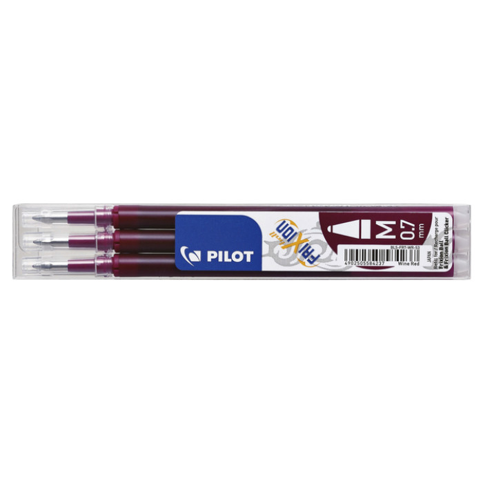 Rollerpenvulling Pilot friXion medium wijnrood set à 3 stuks