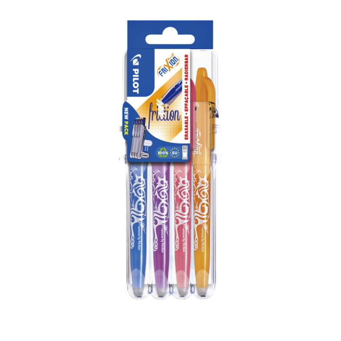 Rollerpen PILOT friXion medium fun assorti Set2Go à 4 stuks