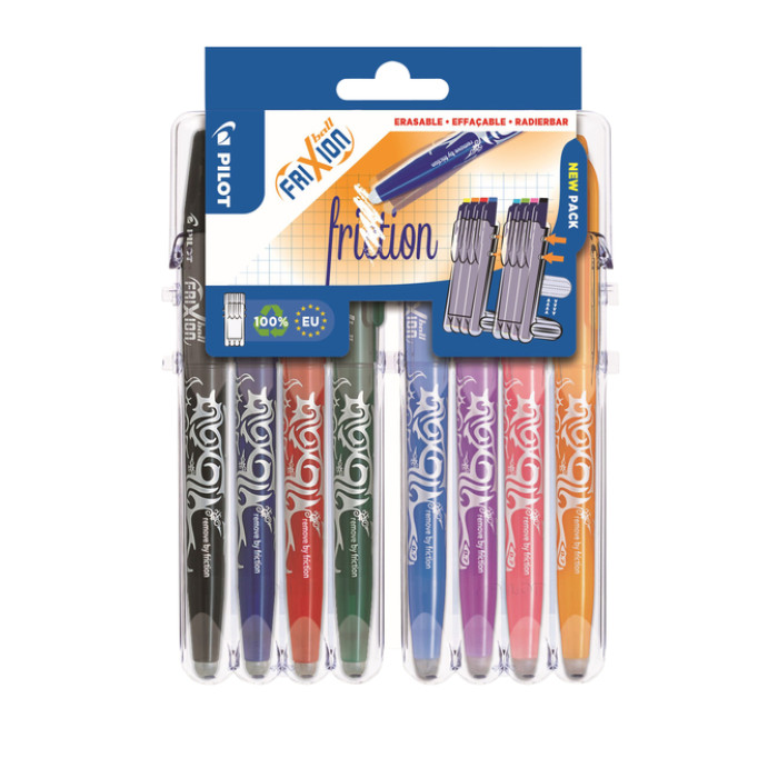 Rollerpen PILOT friXion medium assorti Set2Go à 8 stuks