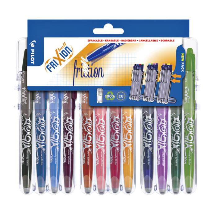 Rollerpen PILOT friXion medium assorti Set2Go à 12 stuks