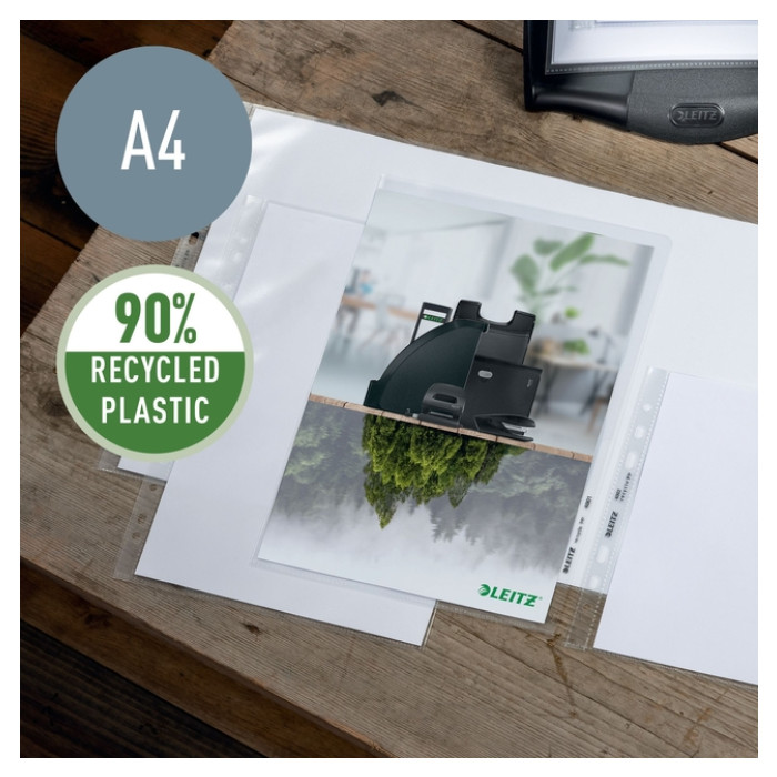 Insteekmap L-model Leitz Recycle A4 0.10mm PP transparant 25 stuks