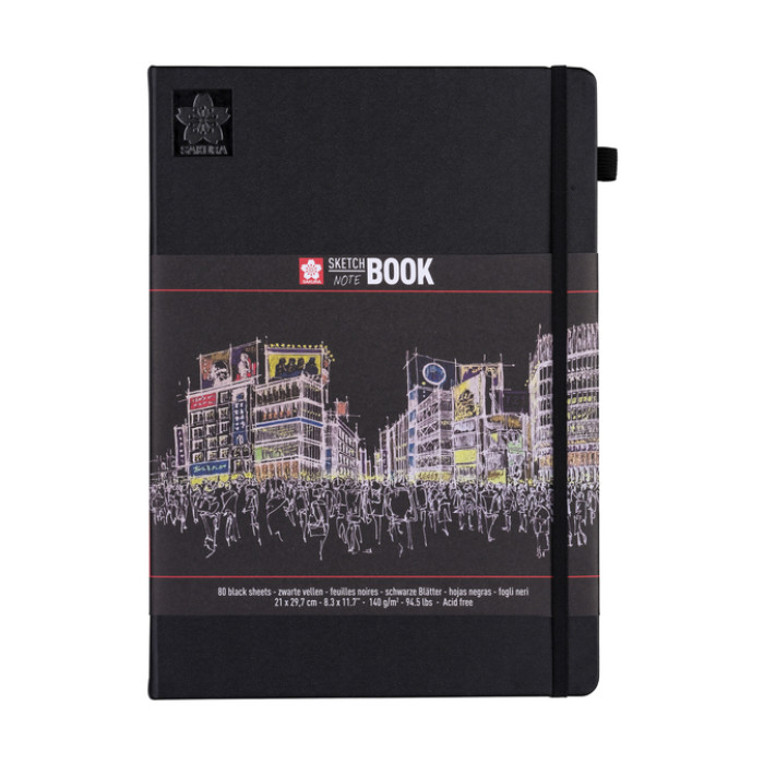 Schetsboek Sakura 80 zwarte vellen 140gr 210x297mm zwart