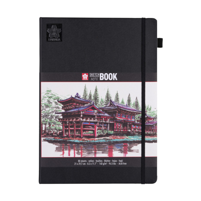 Schetsboek Sakura 80 witte vellen 140gr 210x297mm zwart