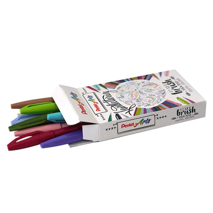 Brushpen Pentel Sign SES15C pastel assorti 12 stuks