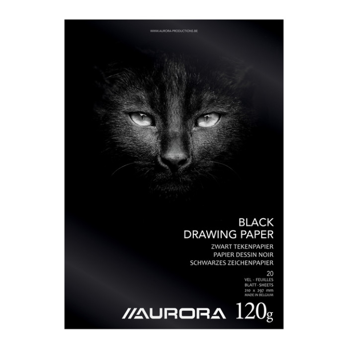 Tekenblok Aurora A4 20 vel 120 gram zwart tekenpapier