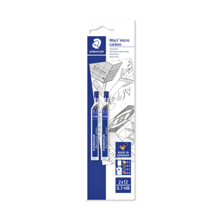 Potloodstift Staedtler Mars Carbon Micro 0.7mm HB blister 2 stuks