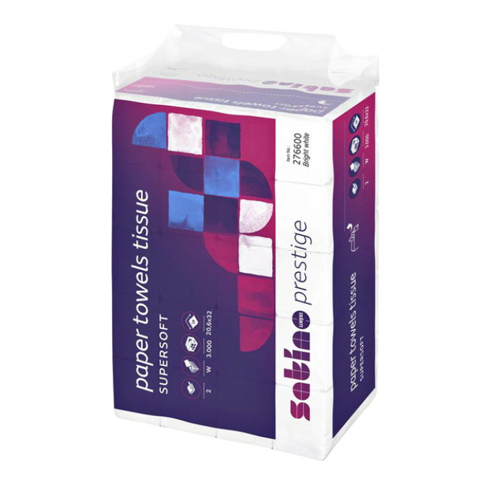 Handdoek Satino PT2 HiLine w-vouw 2-laags 206x320mm 25x120 vel wit 276600