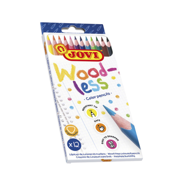 Kleurpotloden Jovi houtvrij assorti etui à 12 stuks