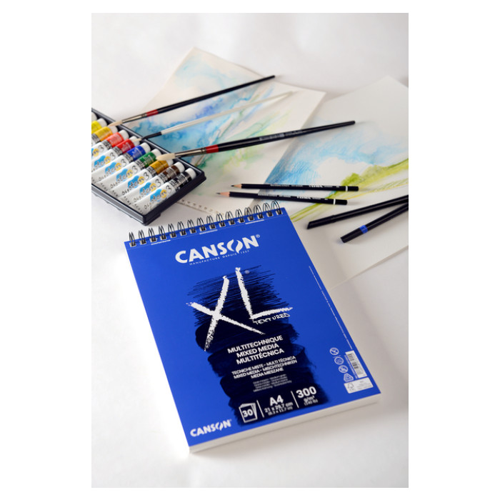 Mixed mediapapier Canson XL Textured Mixed Media 15vel 300gr A5 wit
