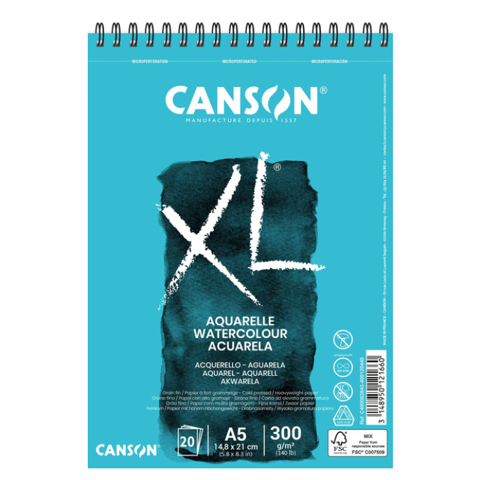 Aquarelpapier Canson XL 20vel 300gr A5 wit