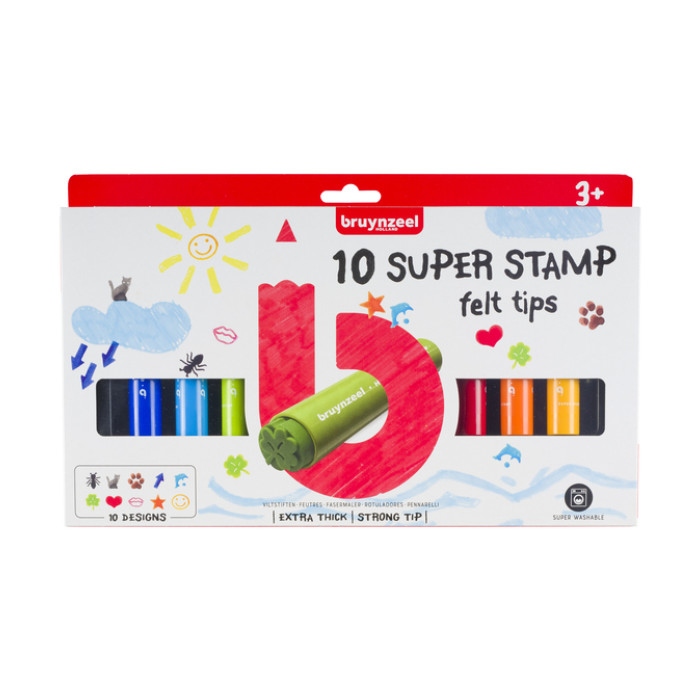 Stempelstift Bruynzeel Kids Super Stamp assorti 10 stuks