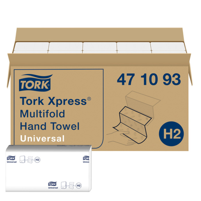 Handdoek Tork H2 Xpress Universal multifold 1-laags 213x234mm 20x250 vel wit 471093