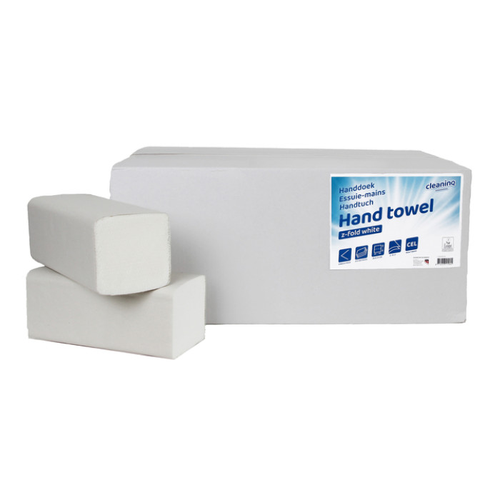 Handdoek Cleaninq H3 z-vouw 2-laags 240x210mm 20x160 vel wit