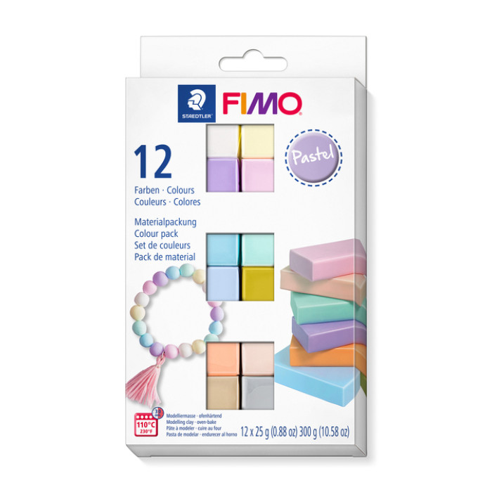 Klei Fimo  soft colour pak à 12 pastel kleuren