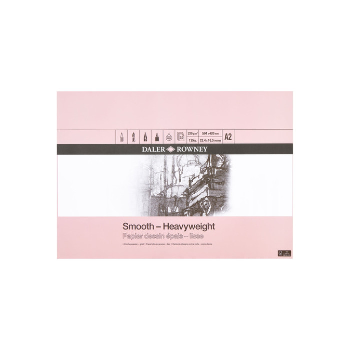 Tekenpapier Daler-Rowney Smooth Heavyweight 220gr A2 natuurlijk wit