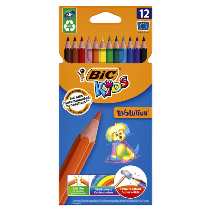 Kleurpotloden BicKids Evolution assorti etui à 12 stuks