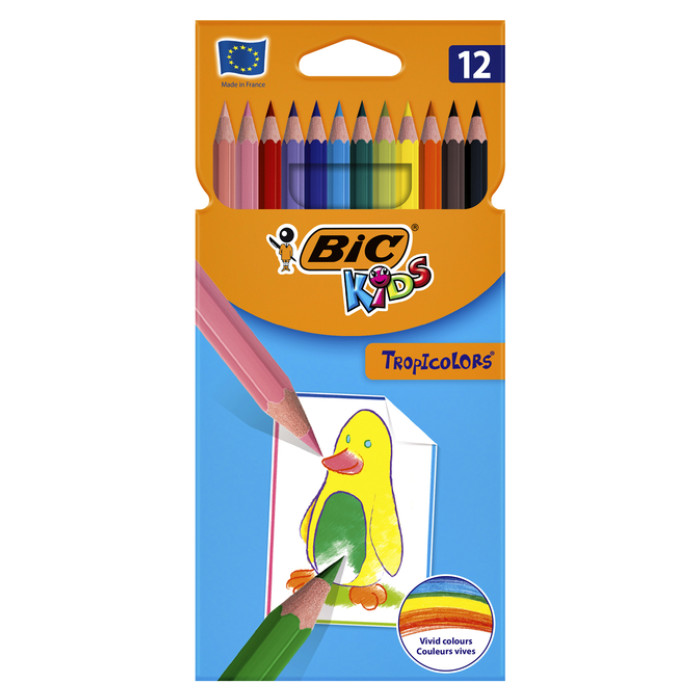 Kleurpotloden BicKids Tropicolors assorti blister à 12 stuks