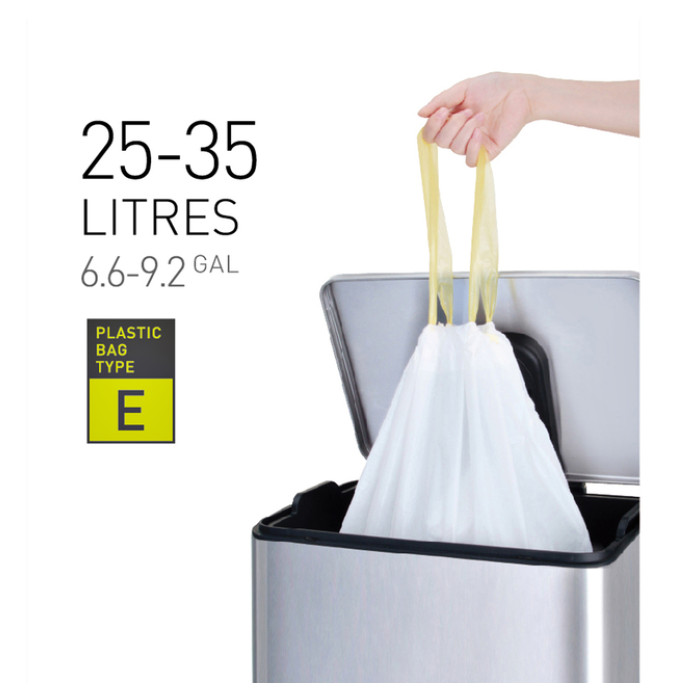 Afvalzak EKO MDPE type E met trekband 55x70cm 25-35L wit rol à 12 stuks