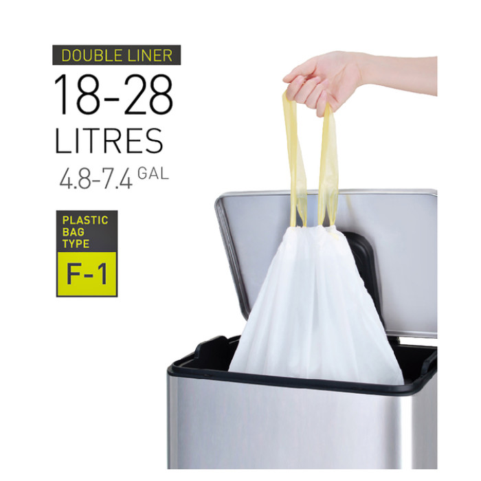 Afvalzak EKO MDPE type F1 met trekband 49x68cm 18-28L wit rol à 20 stuks