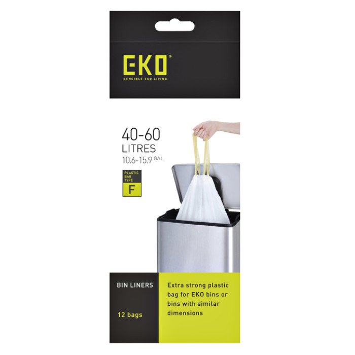 Afvalzak EKO MDPE type F met trekband 64x75cm 40-60L wit rol à 12 stuks