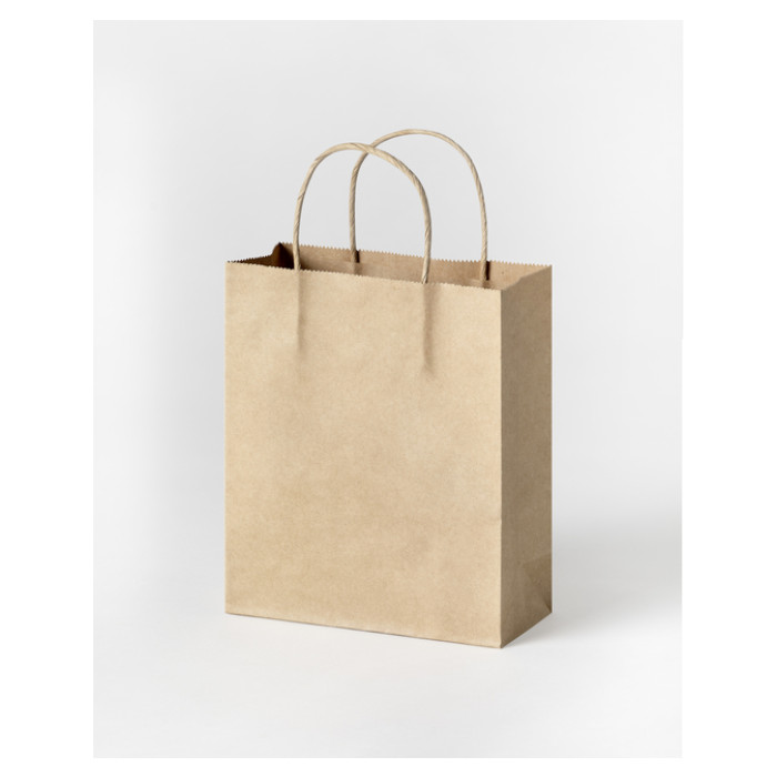 Tas met handvat Folia kraftpapier 125gr 18x21x8cm 20 stuks naturel