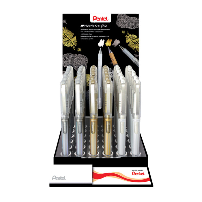 Gelschrijver Pentel K230M medium metallic assorti 3 kleuren