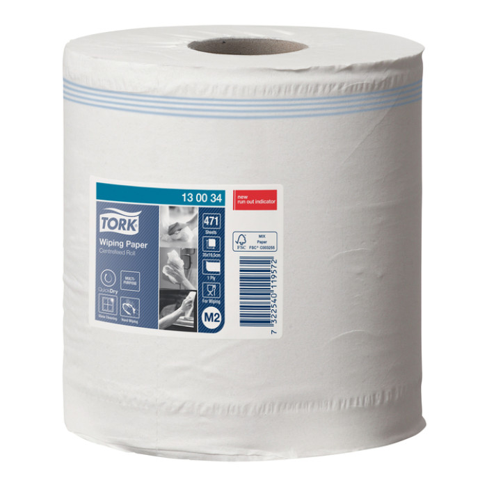 Poetspapier Tork M2 Premium 1-laags 165m wit 130034
