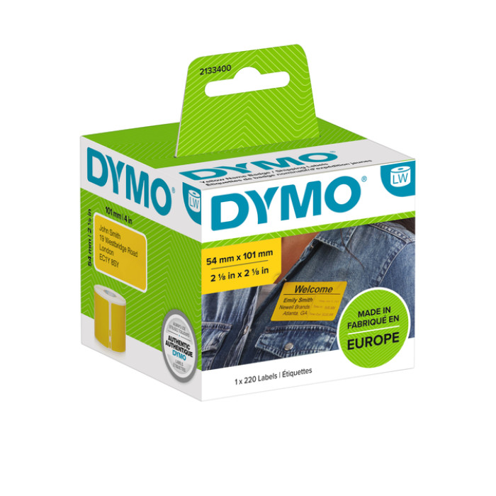 Etiket Dymo LabelWriter naamkaart 54x101mm 1 rol á 220 stuks geel