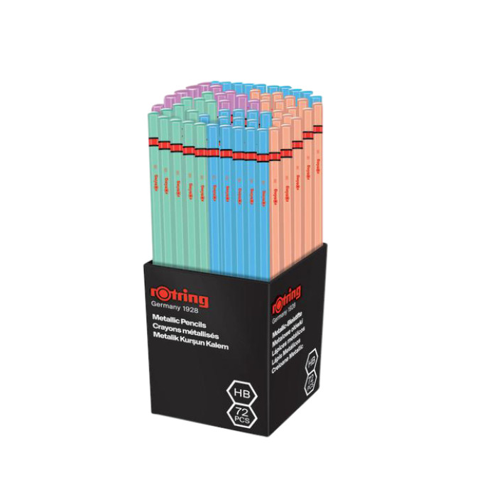 Potlood rOtring woodcase zeshoekig HB metallic assorti