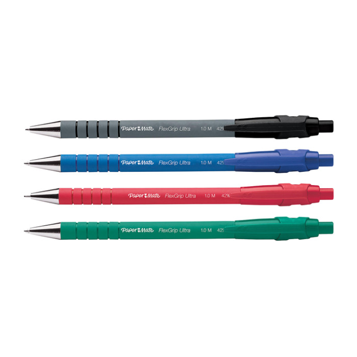 Balpen Paper Mate Flexgrip Ultra medium assorti blister 3+1 gratis