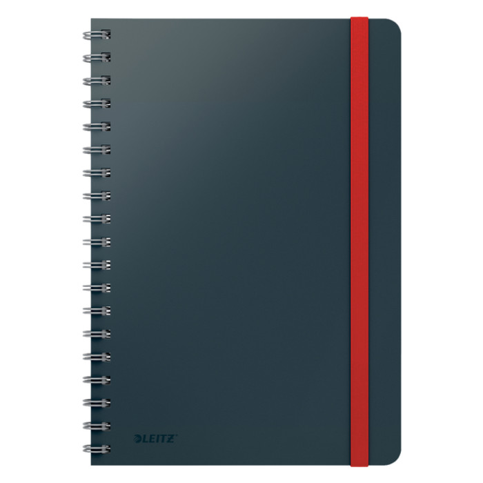Notitieboek Leitz Cosy B5 160 blz spiraal lijn grijs